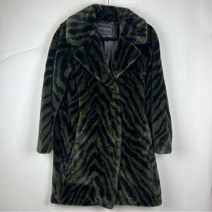 NWT - Regal, Women’s Faux Fur Printed Rabbit Long Coat. Size: XS.